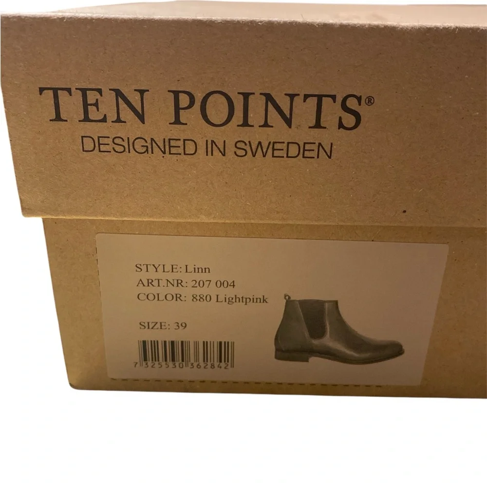 Ten Points “Linn” Pink Leather Chelsea Boots Size 39 - Picture 6 of 9